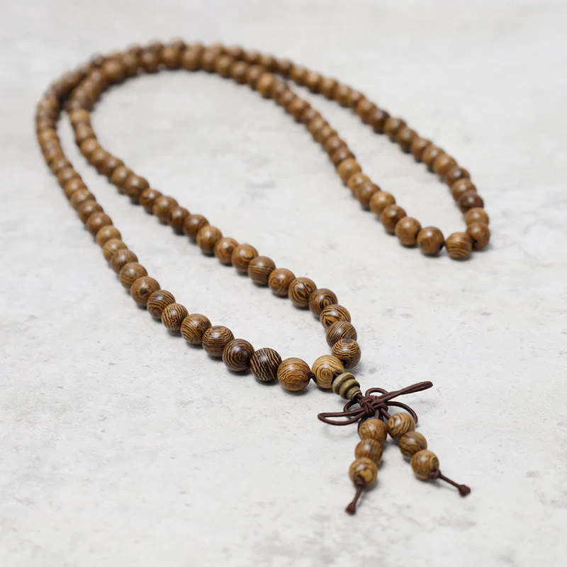 108 Mala Beads Bracelet for Prayer and Meditation, Elastic Sandalwood