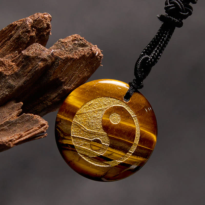 Various Crystal Amethyst Tiger Eye Green Aventurine Yin Yang Spiritual Necklace Pendant