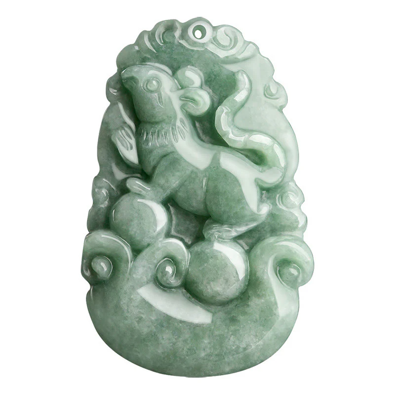 Natural Green Jade 12 Chinese Zodiac Luck Prosperity Necklace Pendant