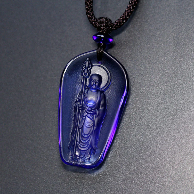 Renbeads Ksitigarbha Buddha Liuli Crystal Serenity Amulet Necklace Pendant