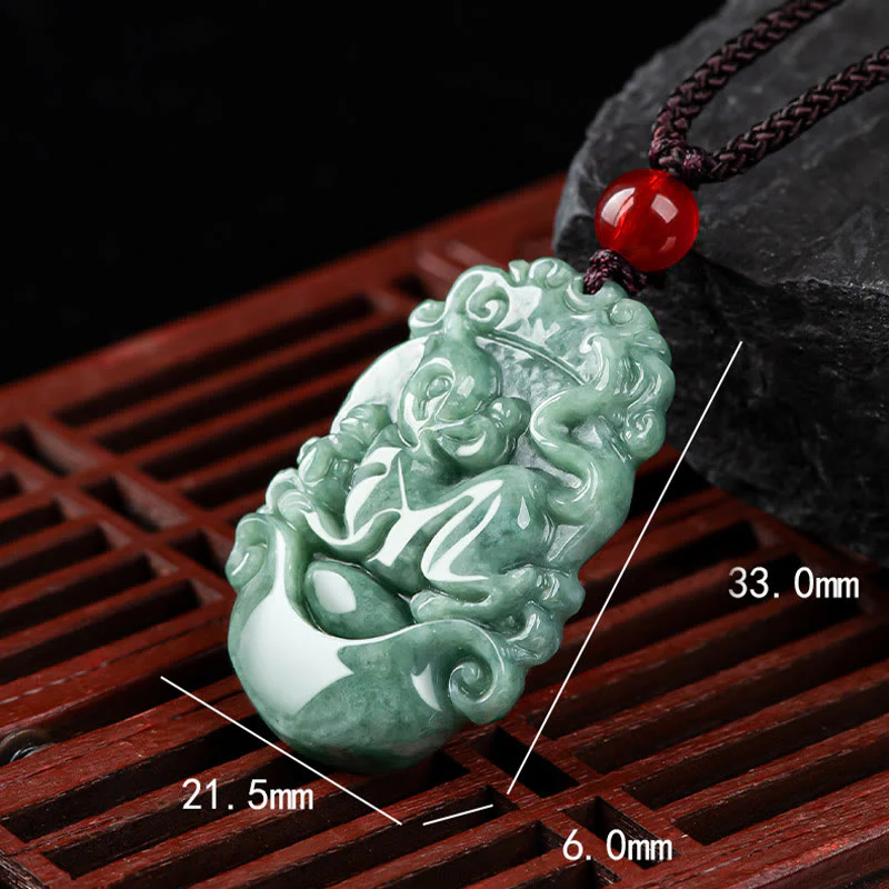 Natural Jade 12 Chinese Zodiac Prosperity Necklace Pendant