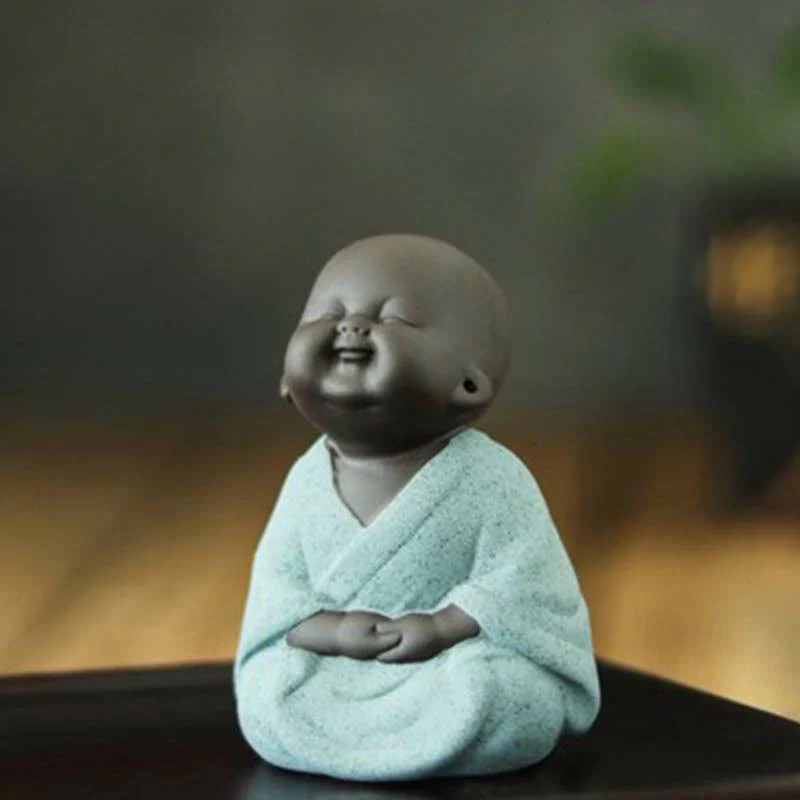 Always Smiling Purple Clay Laughing Buddha Statue Decoration