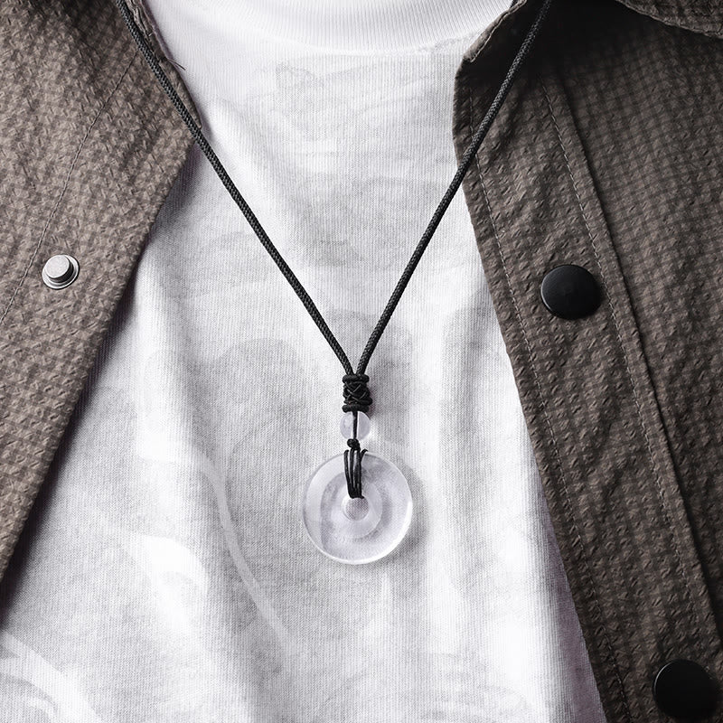 Renbeads Lucky Coin Pendant Healing Crystal Gemstone Necklace