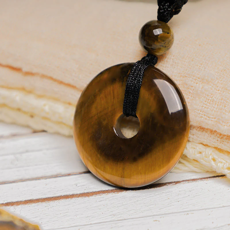 Renbeads Lucky Coin Pendant Healing Crystal Gemstone Necklace