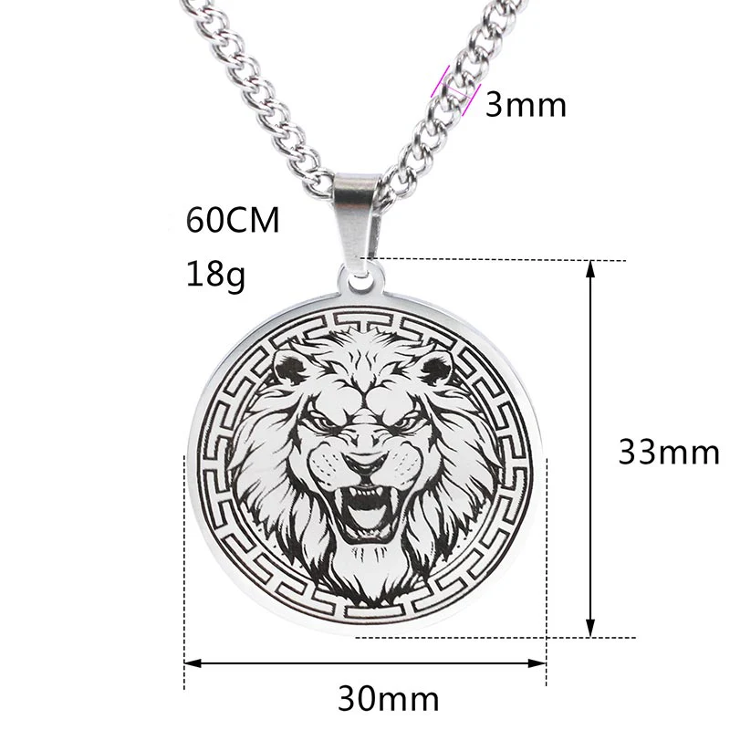 Renbeads Animal Titanium Steel Chain Necklace Protection Pendant