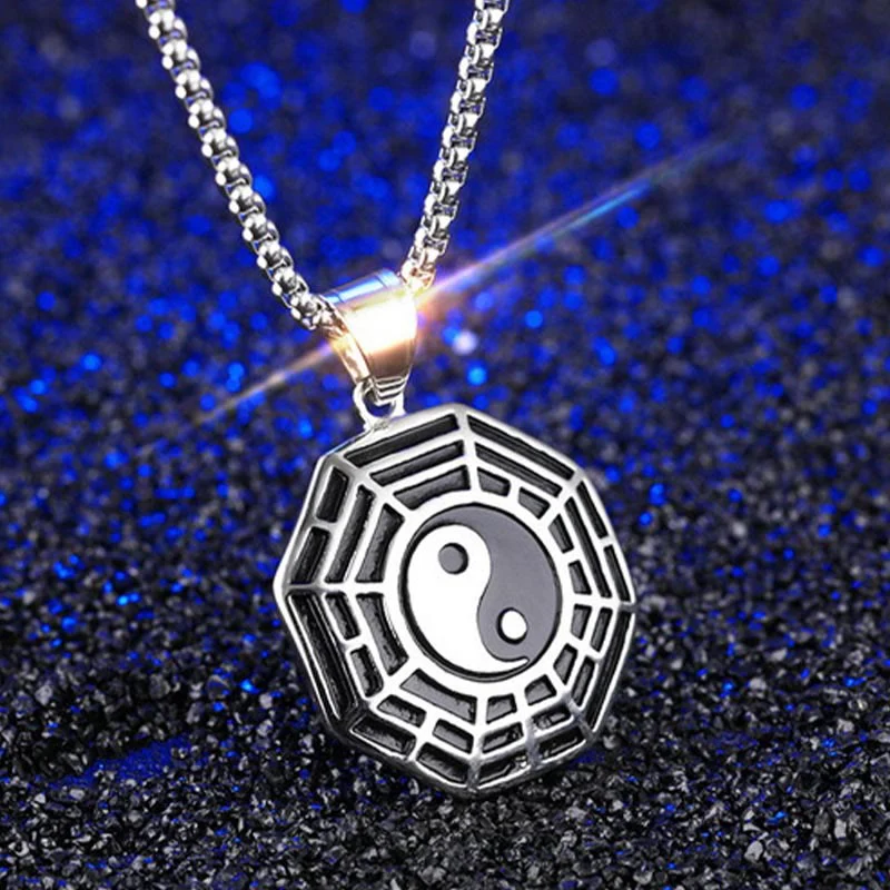Titanium Steel Bagua Yin Yang Pattern Balance Necklace Pendant