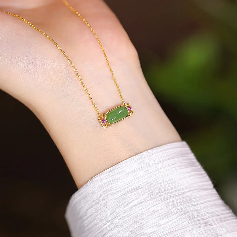 925 Sterling Silver Natural Cyan Hetian Jade Luck Laughing Buddha Butterfly Necklace Pendant