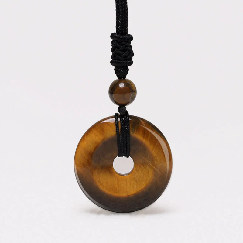 Renbeads Lucky Coin Pendant Healing Crystal Gemstone Necklace