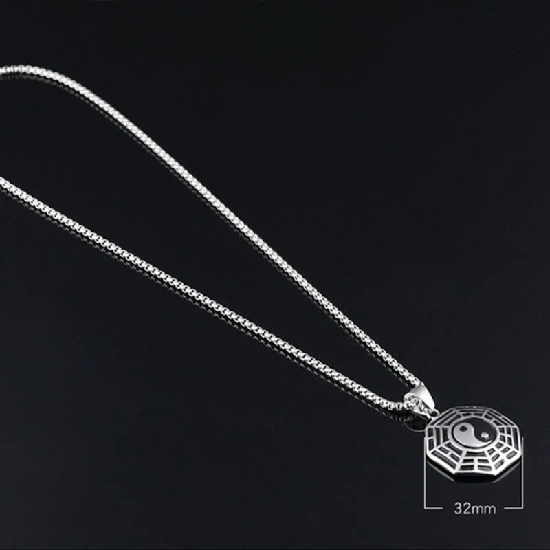 Titanium Steel Bagua Yin Yang Pattern Balance Necklace Pendant