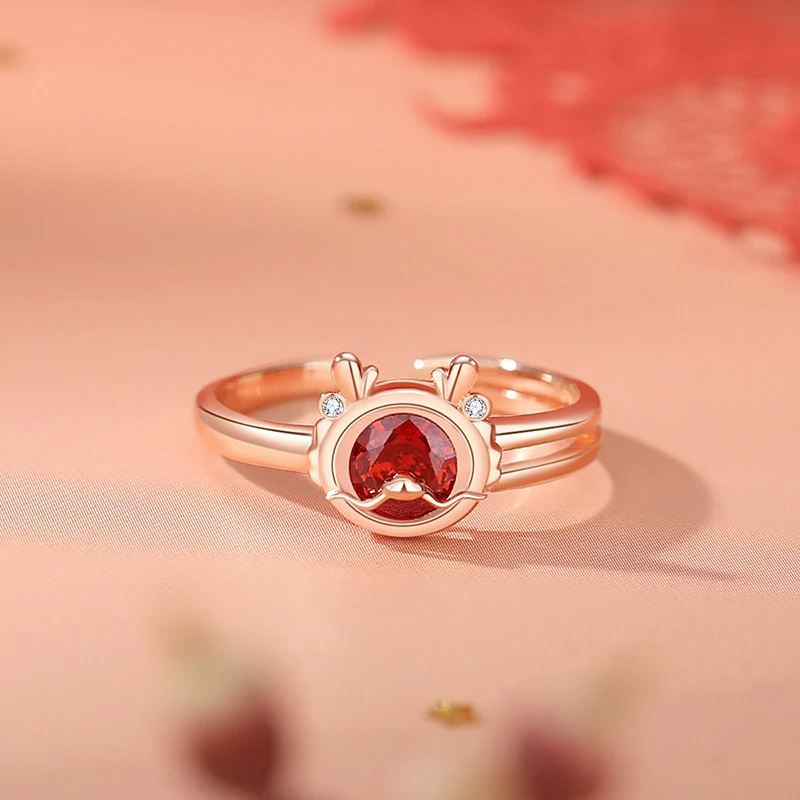 925 Sterling Silver Year of the Dragon Luck Red Zircon Jewelry Set (30% Off)