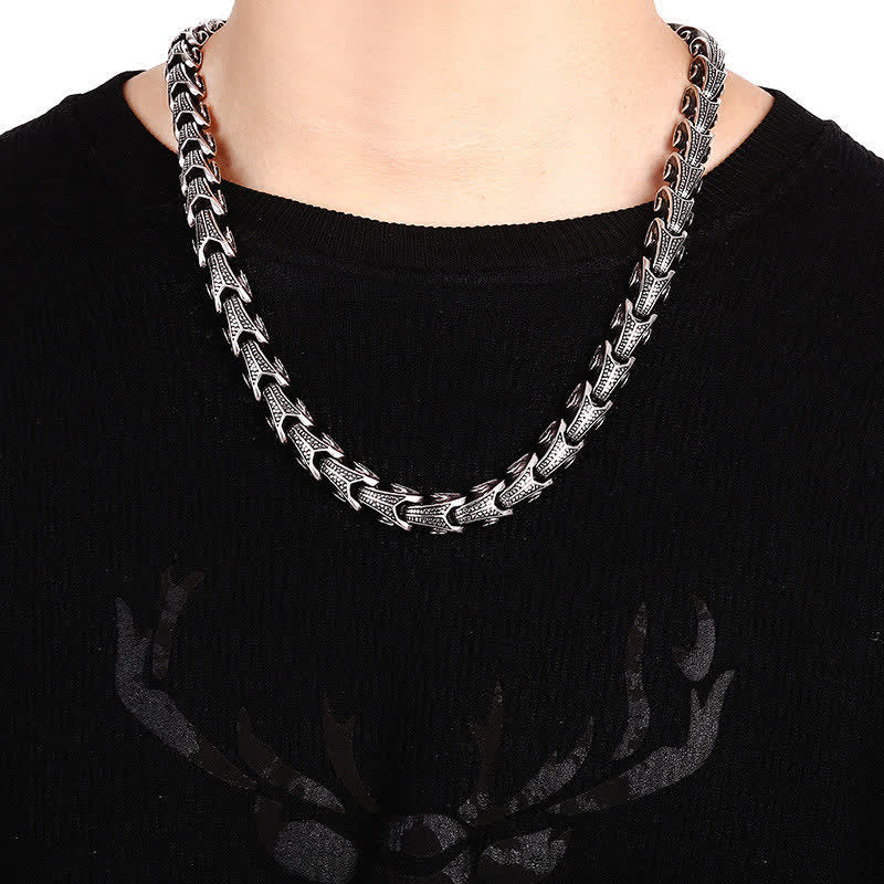 Dragon Pattern Titanium Steel Protection Necklace and Bracelet Set