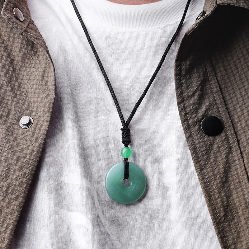 Renbeads Lucky Coin Pendant Healing Crystal Gemstone Necklace