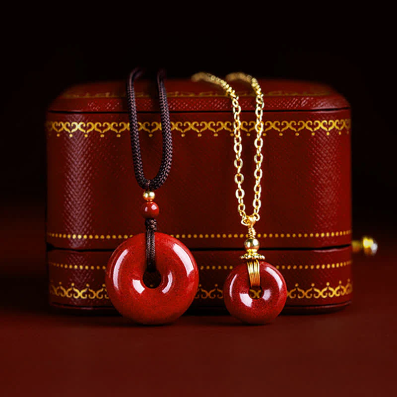 Cinnabar Peace Buckle Calm Blessing Necklace Pendant