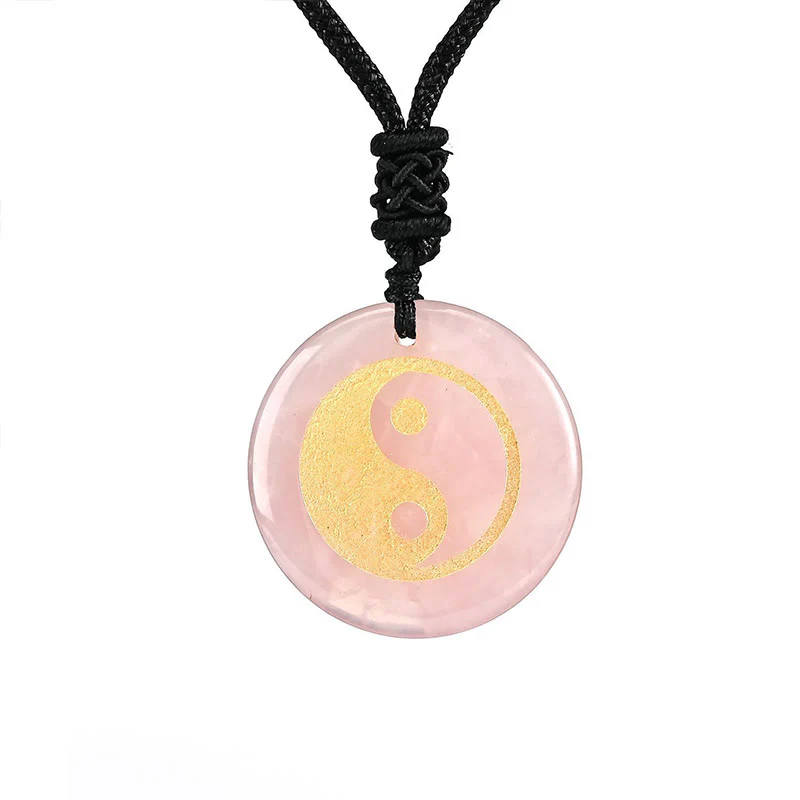 Various Crystal Amethyst Tiger Eye Green Aventurine Yin Yang Spiritual Necklace Pendant