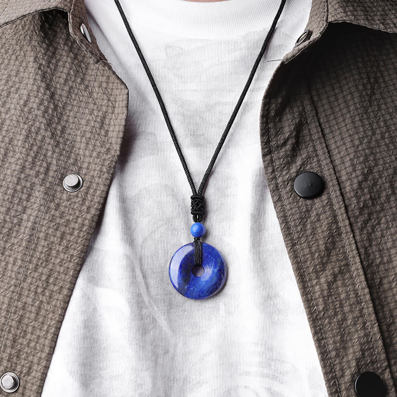 Renbeads Lucky Coin Pendant Healing Crystal Gemstone Necklace