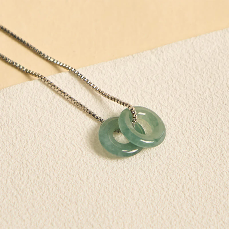 Jade Double Peace Buckle Prosperity Necklace Pendant
