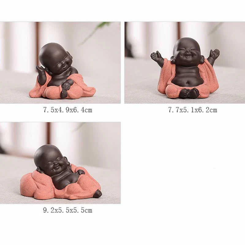 Always Smiling Purple Clay Laughing Buddha Statue Decoration