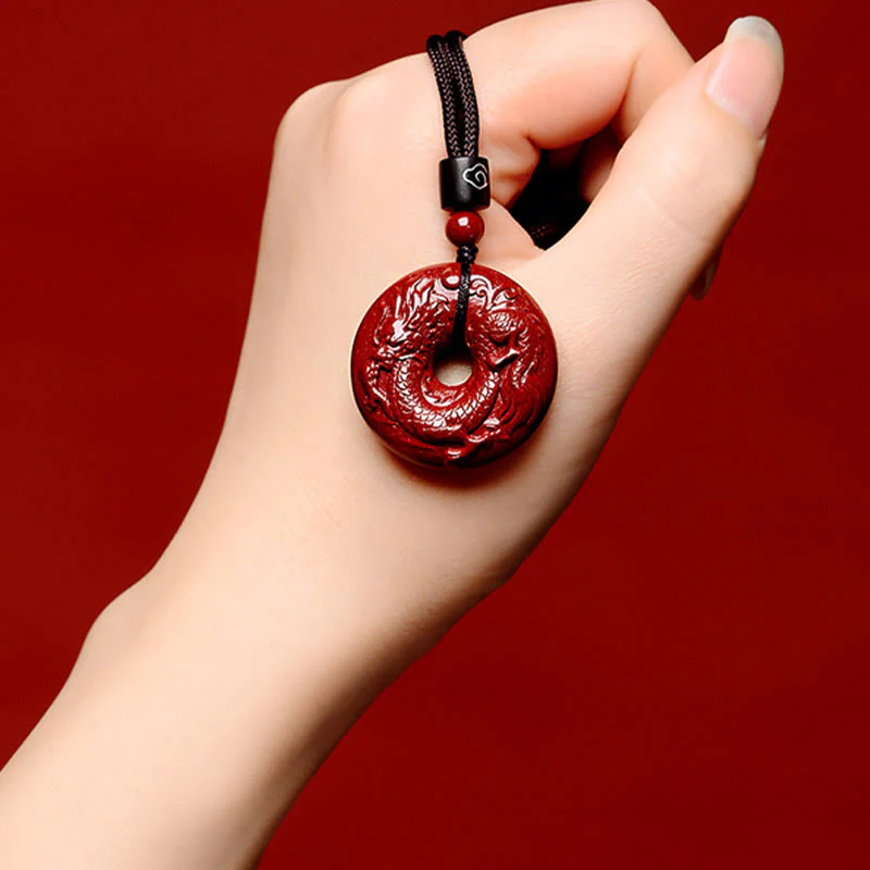 Chinese Zodiac Cinnabar Peace Buckle Necklace Pendant