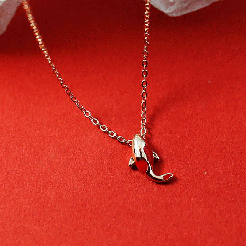 Copper Koi Fish Wealth Jewelry Set with Red Rope