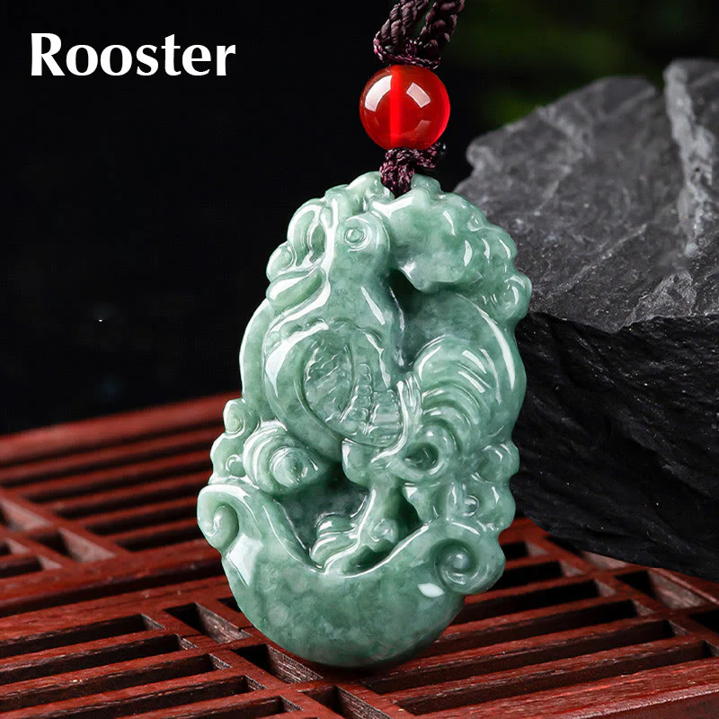 Natural Jade 12 Chinese Zodiac Prosperity Necklace Pendant