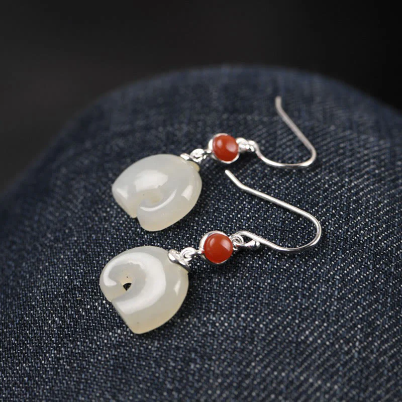 925 Sterling Silver Elephant Hetian Jade Abundance Jewelry Set