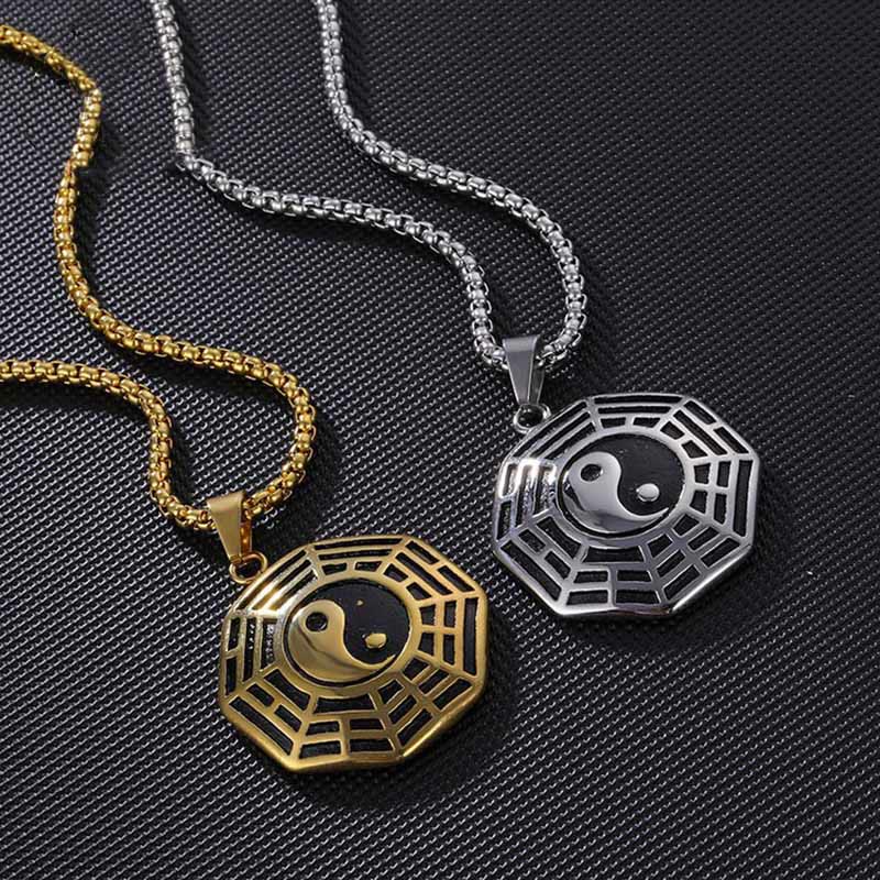 Titanium Steel Bagua Yin Yang Pattern Balance Necklace Pendant