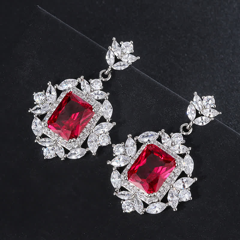 Emerald Crystal Red Corundum Confidence Courage Jewelry Set