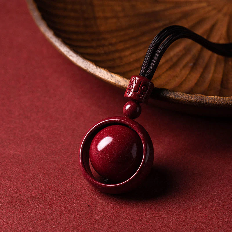 Cinnabar Om Mani Padme Hum PiXiu Blessing Lucky Bead Necklace Pendant