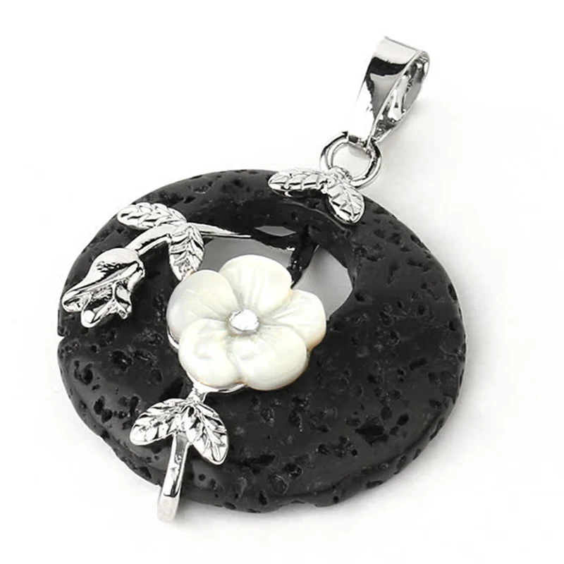 Various Crystal Amethyst Green Aventurine Flower Healing Necklace Pendant