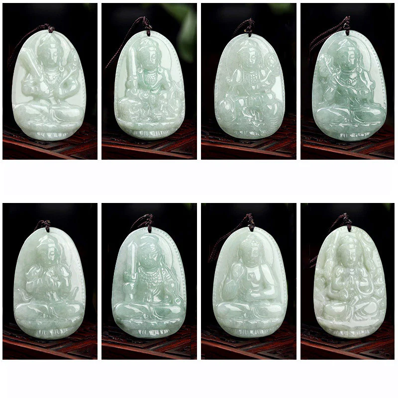 Chinese Zodiac Natal Buddha Jade Wealth Prosperity Necklace Pendant