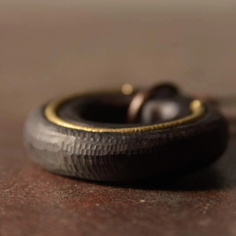 Zen Circle Ebony Wood Peace Calm Necklace Pendant