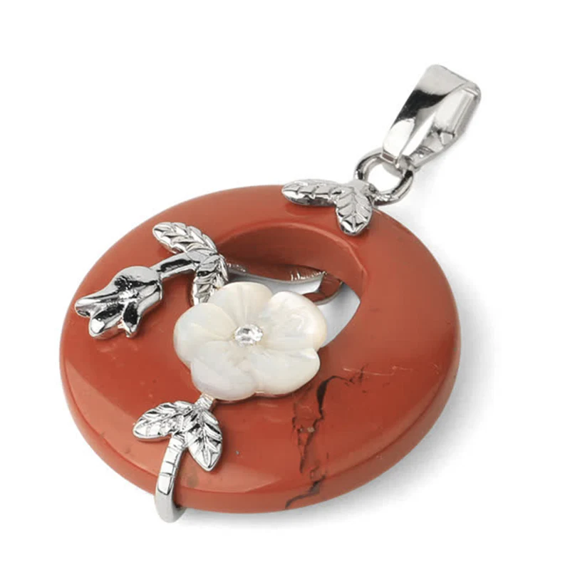 Various Crystal Amethyst Green Aventurine Flower Healing Necklace Pendant