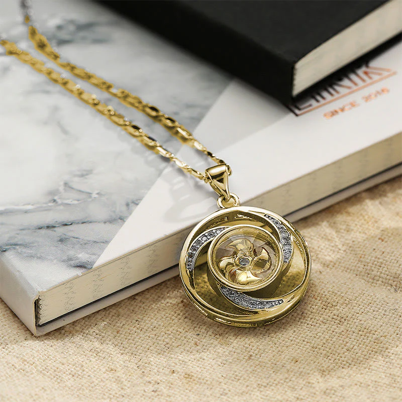 Gold Plated Copper Brass Rotatable Windmill Luck Necklace Pendant