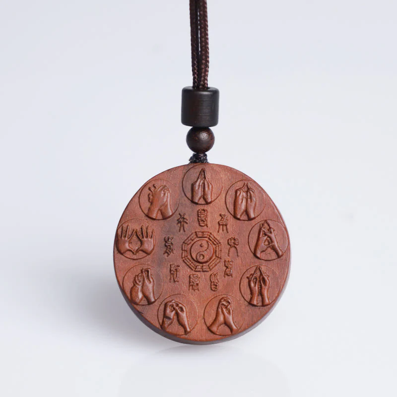 Lightning Struck Jujube Wood Yin Yang Bagua Protection Necklace Pendant