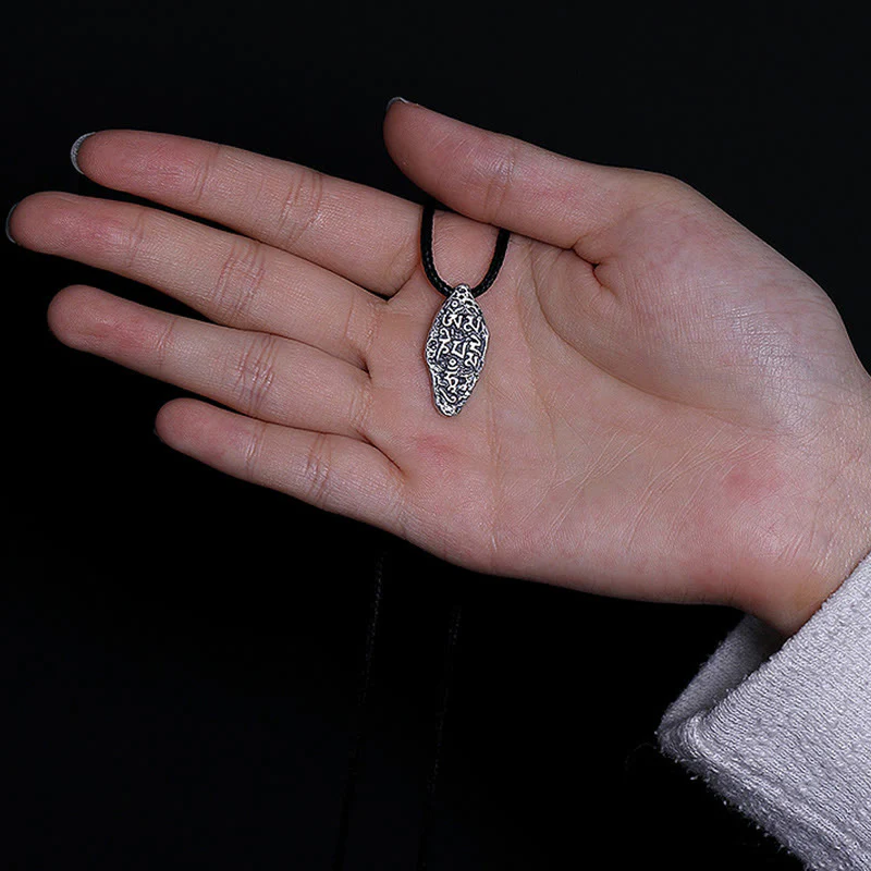 Tibetan 925 Sterling Silver Om Mani Padme Hum Dorje Vajra Engraved Necklace Pendant