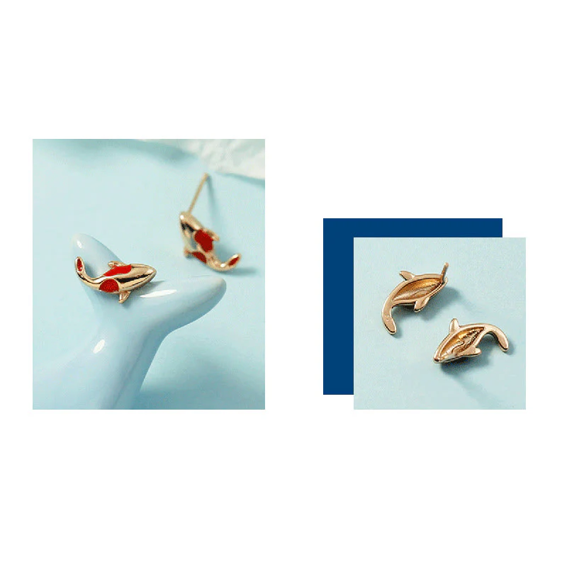 Copper Koi Fish Wealth Jewelry Set with Red Rope