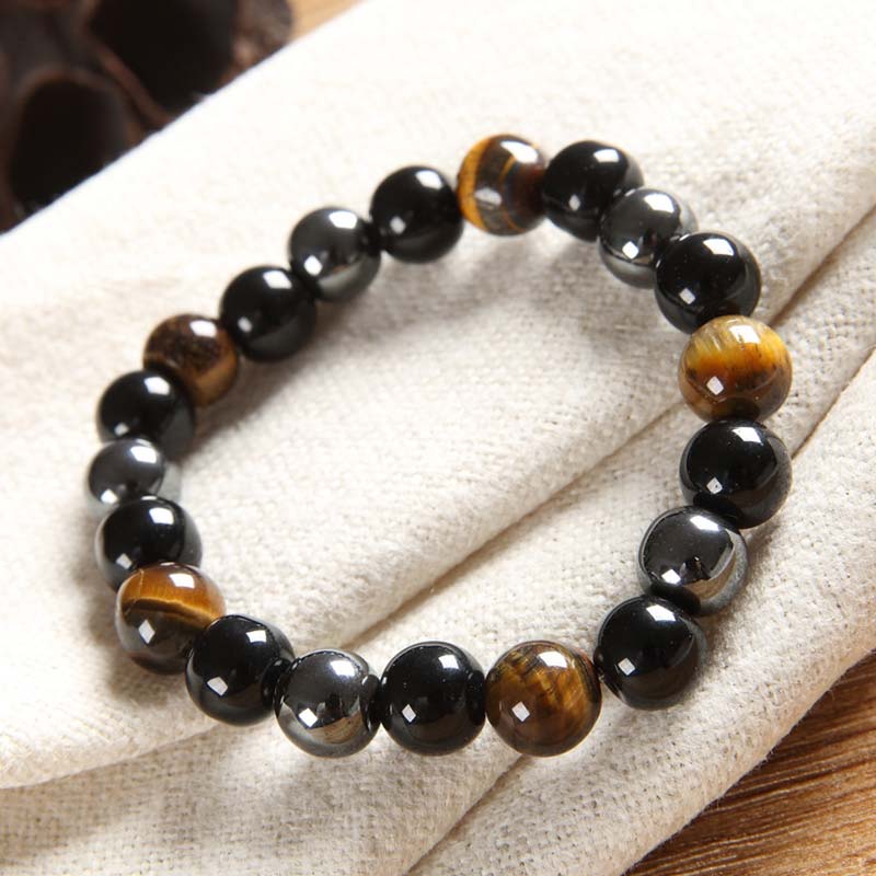 Tibetan-style Tiger's Eye Bracelet and Necklace Set