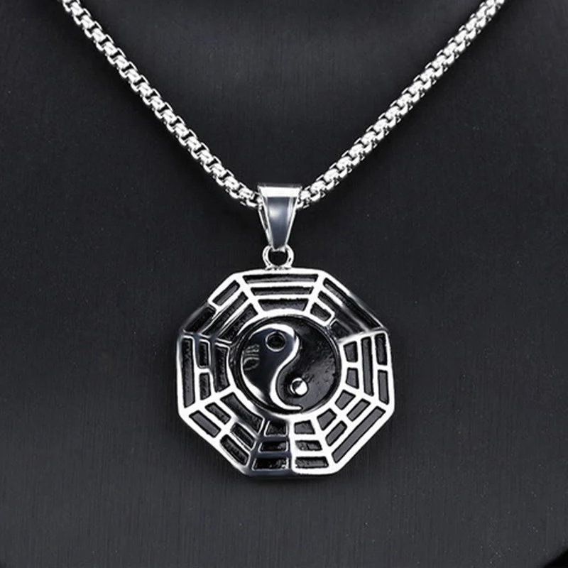 Titanium Steel Bagua Yin Yang Pattern Balance Necklace Pendant