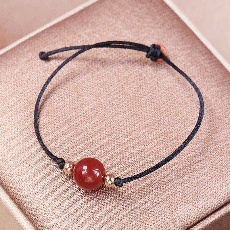 Natural Red Agate Chalcedony String Bead Bracelet Necklace Pendant for Self-acceptance and Confidence
