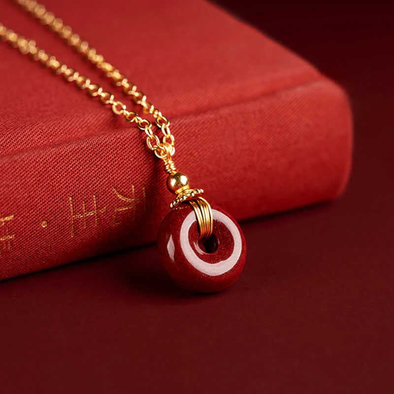 Cinnabar Peace Buckle Calm Blessing Necklace Pendant