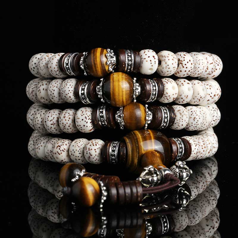 Handmade Tibetan Tiger Eye Bodhi Seed Peace Bracelet