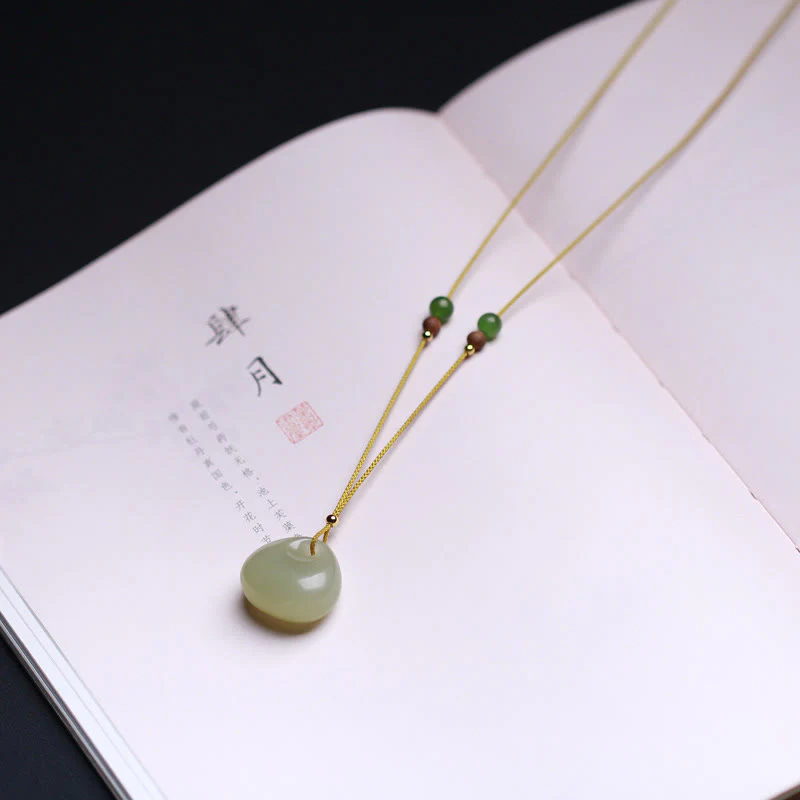 Natural Hetian Jade Small Bag Pattern Prosperity Necklace Pendant