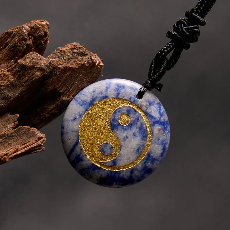 Various Crystal Amethyst Tiger Eye Green Aventurine Yin Yang Spiritual Necklace Pendant