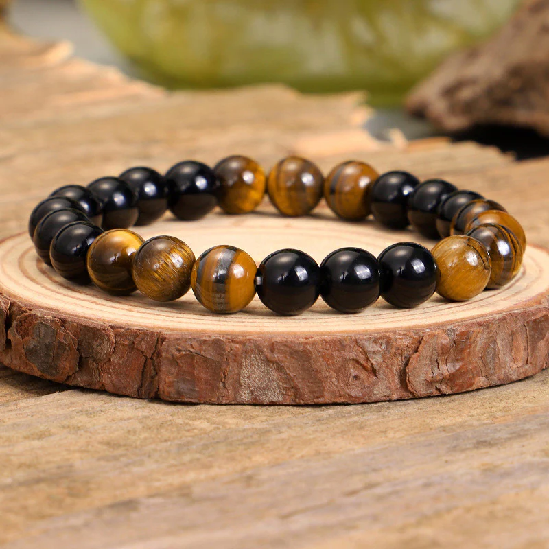 Renbeads Tibetan Black Onyx Tiger Eye Protection Necklace Mala Set