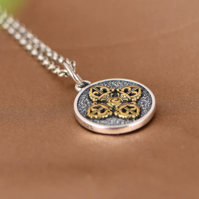 Renbeads 925 Sterling Silver Double Dorje Vajra Blessing Necklace Pendant