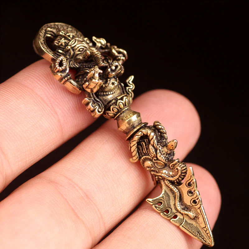 Renbeads Tibetan Ganesh Ganpati Elephant God of Wealth Dorje Vajra Spiritual Power Necklace Pendant