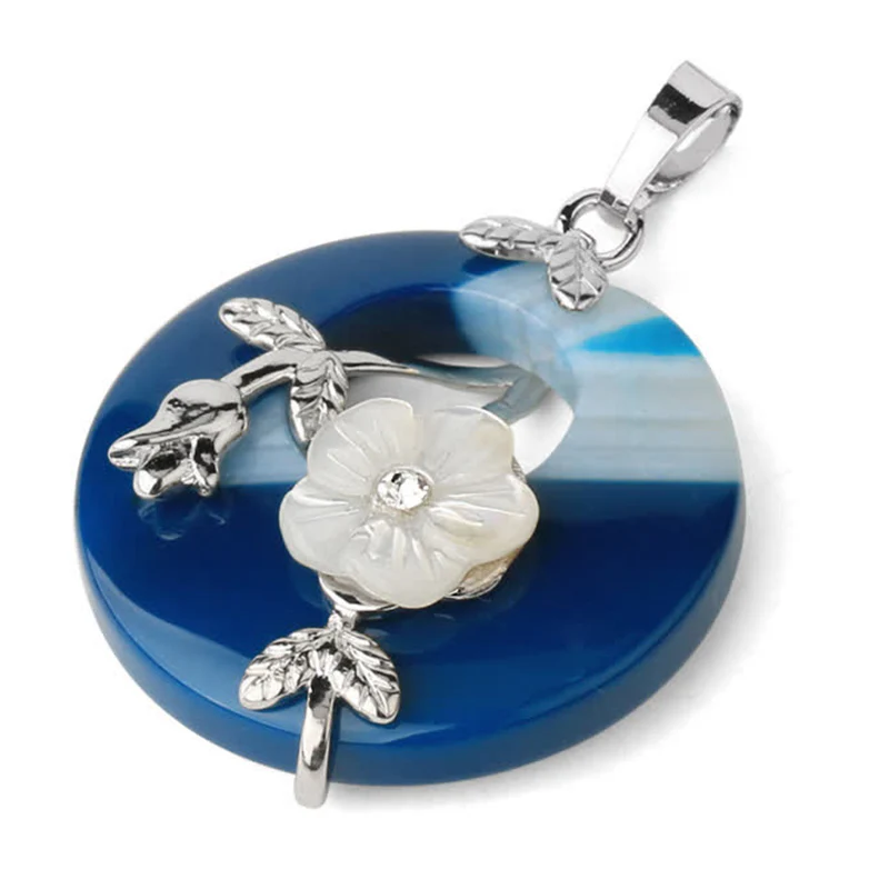 Various Crystal Amethyst Green Aventurine Flower Healing Necklace Pendant