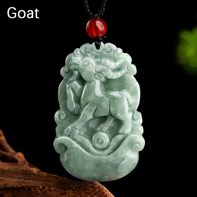 Natural Green Jade 12 Chinese Zodiac Luck Prosperity Necklace Pendant