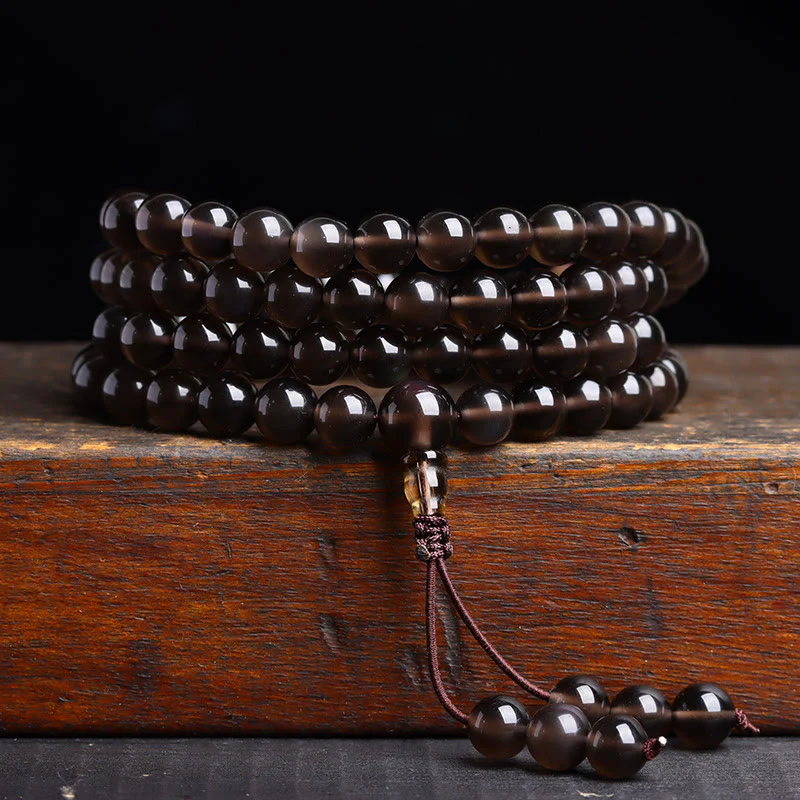 108 Mala Beads Black Obsidian Ice Obsidian Fulfillment Bracelet