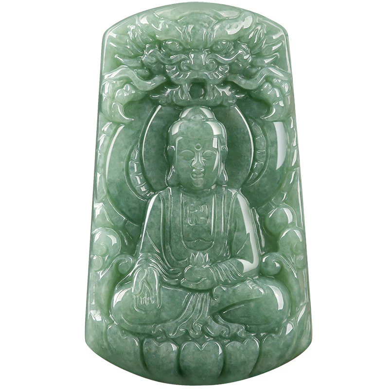 Tathagata Buddha Dragon Jade Amulet String Necklace